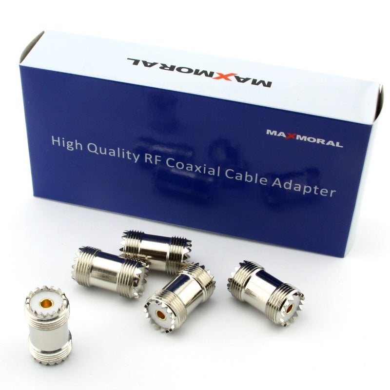 Maxmoral 5-Pack PL-259 Coax Cable Adapter - UHF Female to Female Connector Plug - Image 1